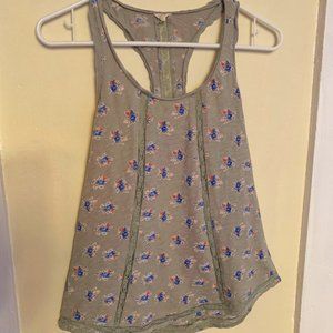 Aerie Light Green Flower Lace Tank Top Small